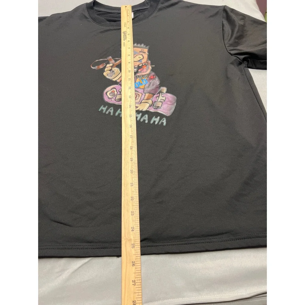 Boys black Graphic T-Shirt XL Skater Cartoon Streetwear bart simpson